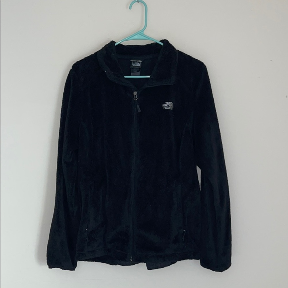 Black fuzzy North Face zip up